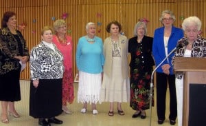 New Officers of the Auxiliary of The Berger-Goldrich Home: Marlene Rossen, Ruth Rothman, Paula K. Levy, Gloria Polay, Barbara Pributsky, Harriett Eluto, Joan Goodstein and Pansy Perlman