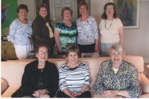 Past Presidents of Hebrew Ladies Charity Society: Seated: Ada Salsbury, Carole Bernstein and Roz Landres. Standing: Freida Goldstein, Frances Levy Birshtein, Joyce Salzberg, Harriet Dickman and Carol Levitin.