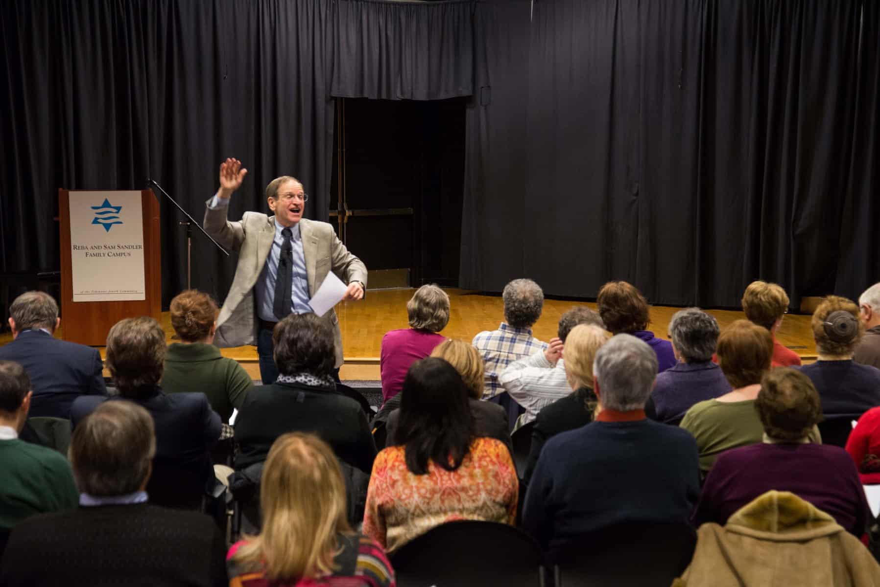 Interspersing humorous stories and personal experiences, Ron Wolfson engages the audience.