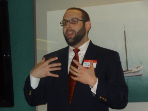 Rabbi Jake Rubin speaks in Ghent.