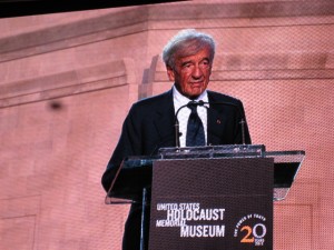 Elie Wiesel delivers remarks at the event.