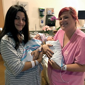 Carly Glikman and Allena Anglen with their newborns.