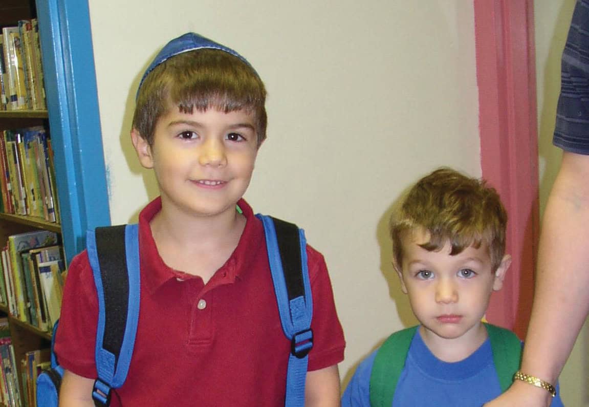 Adam and Sam Zelenka on the first day of school at the campus.