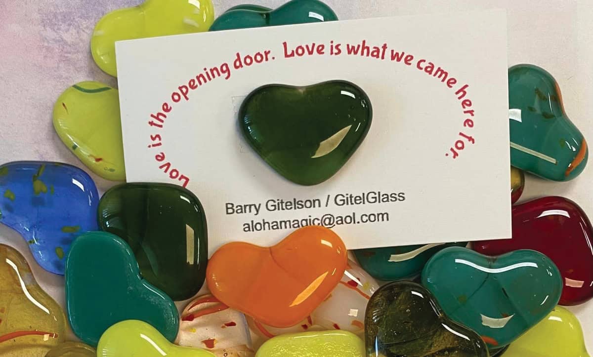 Barry Gitelson's glass worry hearts.