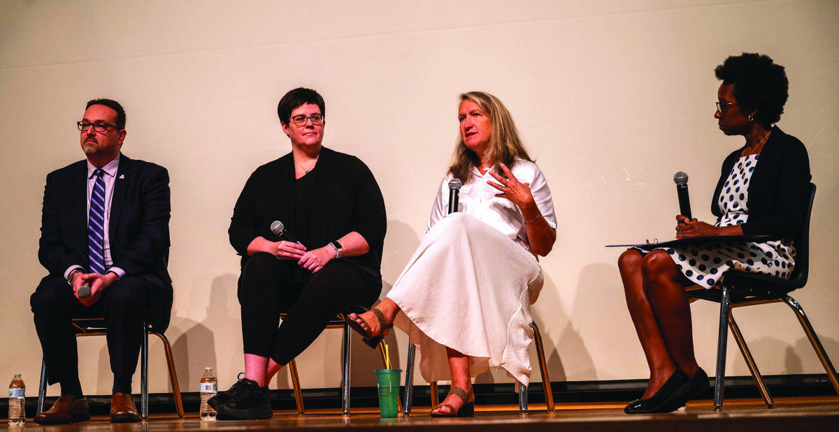 Panelists Jonathan Zur, Dr. Amy Milligan, and Kim Klett with Moderator Dr. Elsie Harold Lans discuss the importance of community and individual history and experiences during the eponymous Who Should Tell Our Story panel.