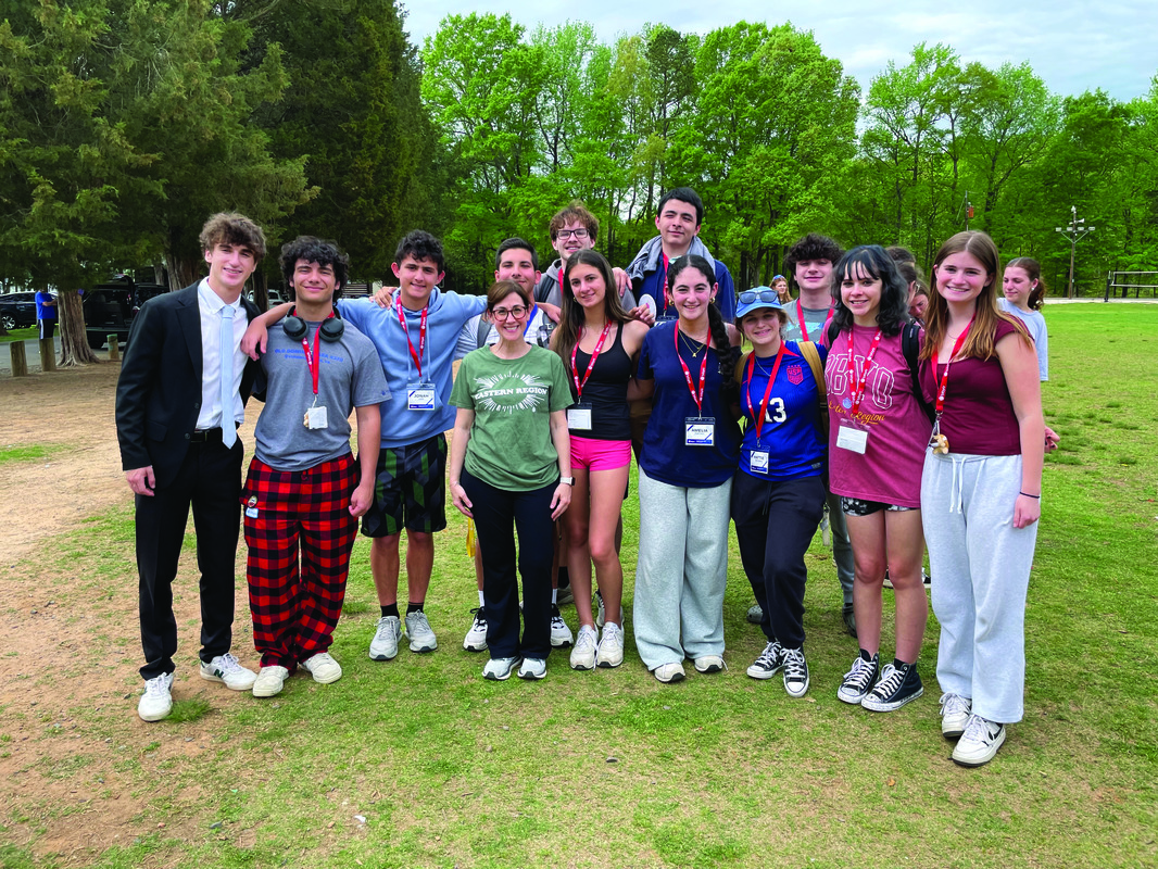 Tidewater teens at Eastern Region’s Spring Convention: Hayden Caplan, Logan Hoffman, Jonah Kass, Courtney Krutoy (City director - Tidewater Eastern Region BBYO), Sam Levin, Henry Ashe, Leah Steerman, Adam Noonan-Sloan, Amelia Portnoy, Hattie Friedman, Nate Simon, Hazel Ashe, and Piper Richardson.