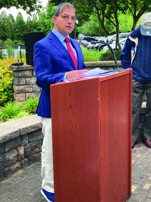 Herm Shelanski at a Memorial Day ceremony at the Sandler Family Campus.