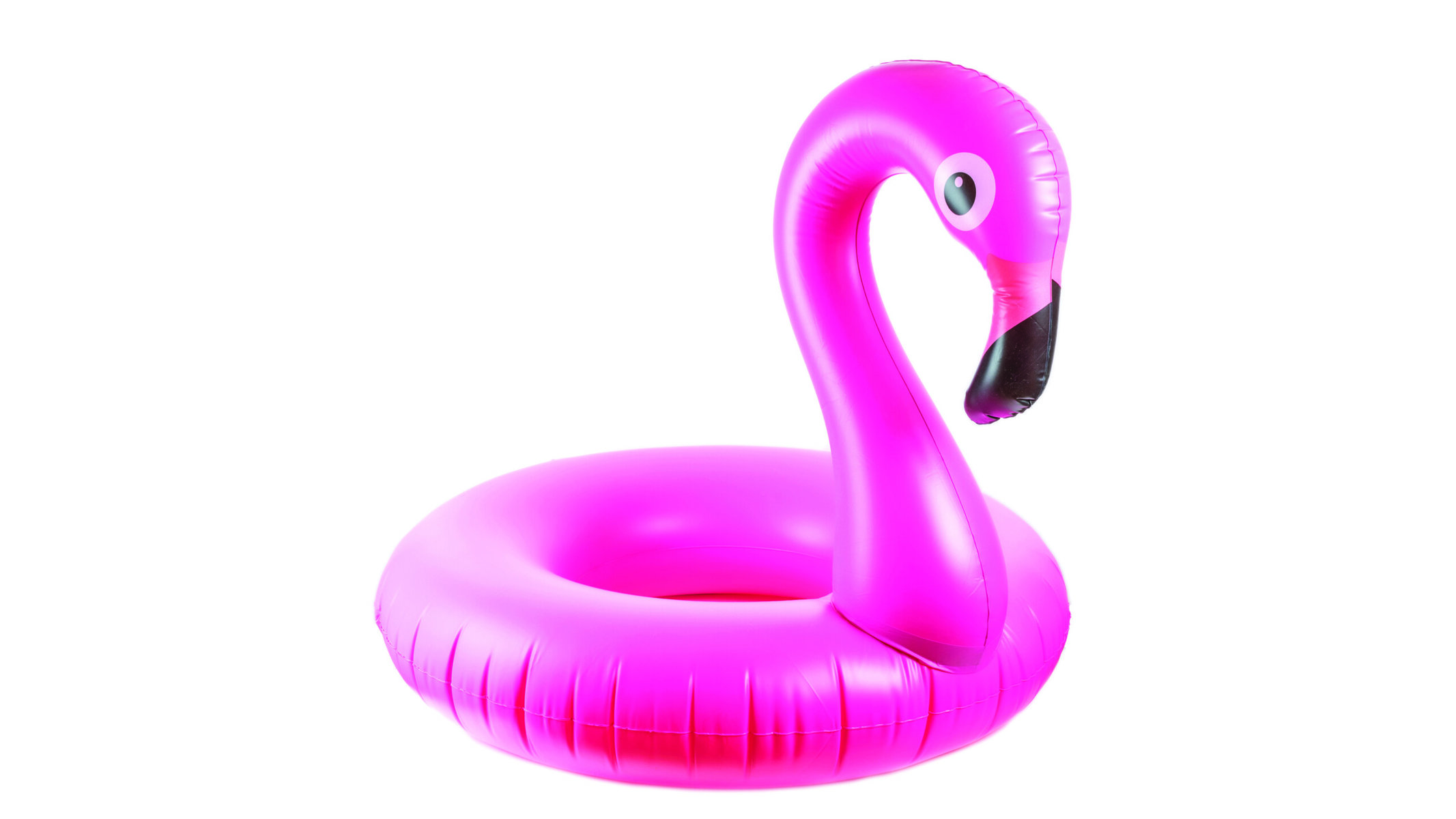 Pink Pool. Inflatable Flamingo For Summer Beach Isolated On Whit