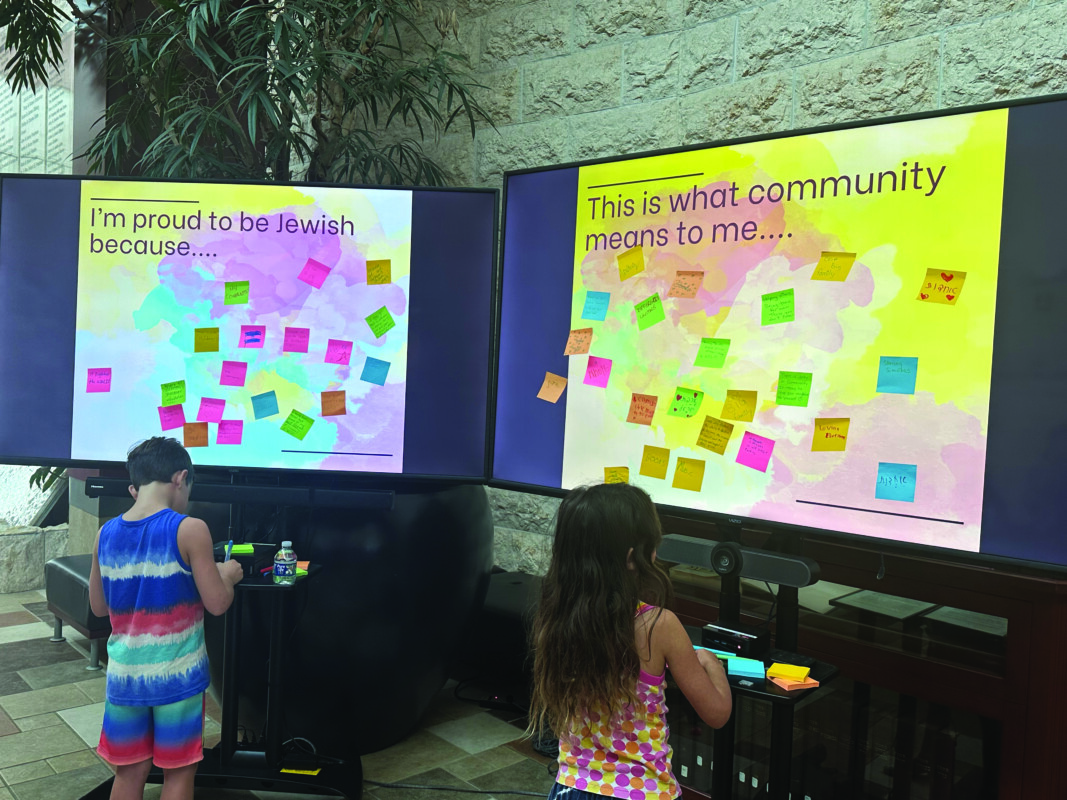 Community members contribute to a conversation about being Jewish.