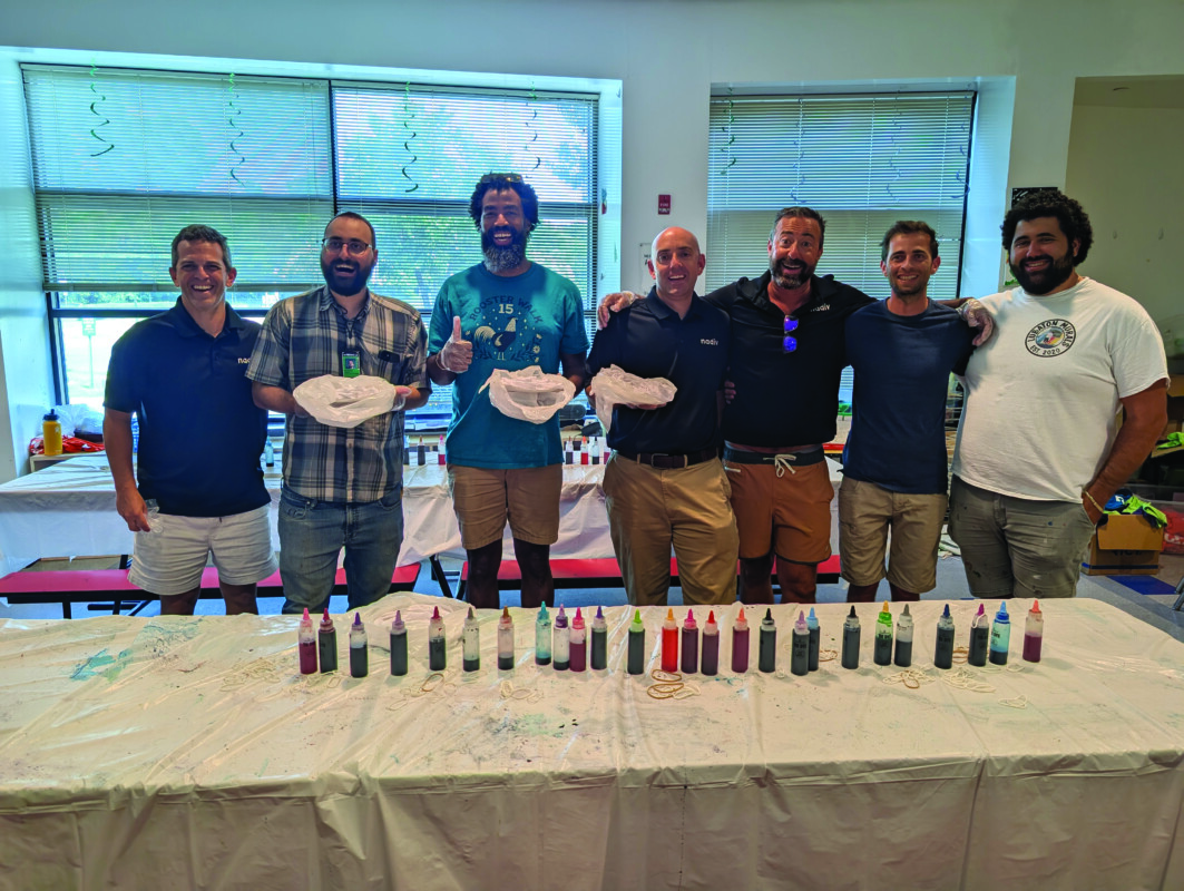 Members of Nadiv spend time at Camp JCC: Danny Rubin, Sam Rachelson, Klaus Gaba, Adam Walker, Sam Molofsky, Yoel Lev and Seth Lubaton.