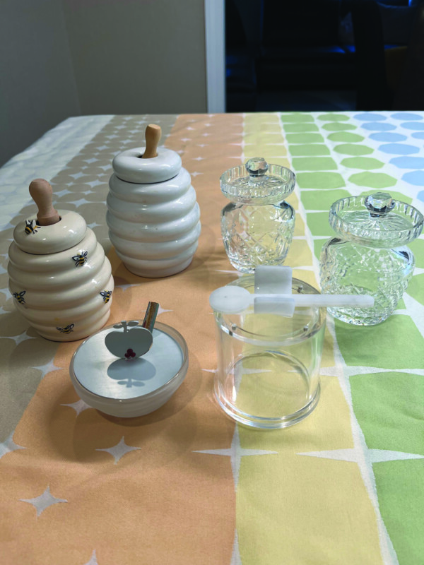 Darcy and Robert Bloch’s honey pots.
