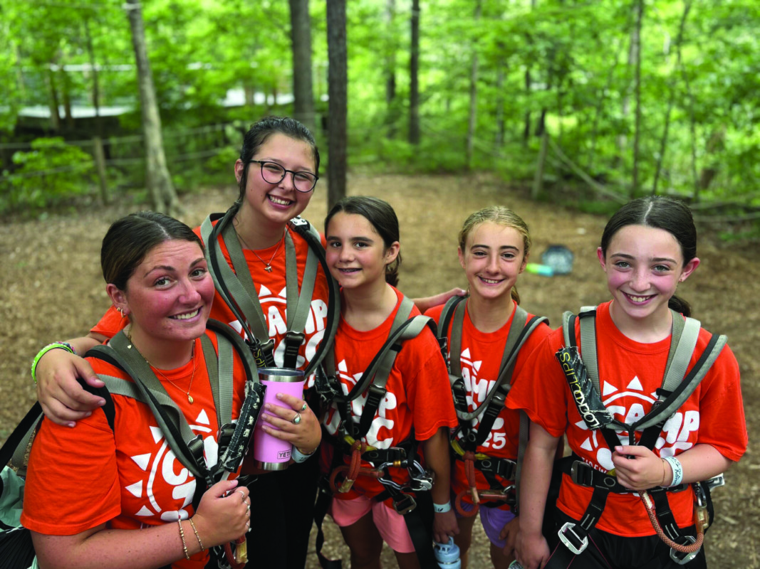 Sixth through eighth graders enjoy a special trip to the Adventure Park at the Viriginia Aquarium. Laney Radloff, Emily Patyuk, Sophia Shultz, Abby Walker, and Emma Belman. 
