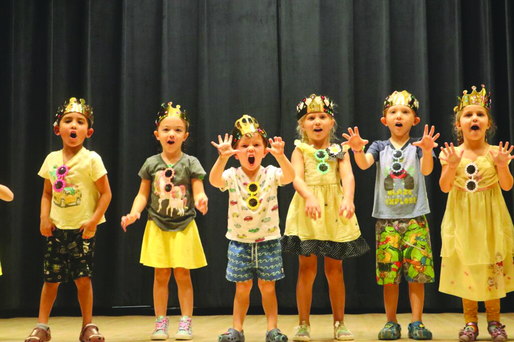 Campers from “Golan” perform their hearts out during the Camp JCC Lip Sync: Joseph Anderson, Makinley Rayner, Harris Nizhnikov, Gracelyn Olson, Lawson Strantz, and Anne-Marie Hiesel.