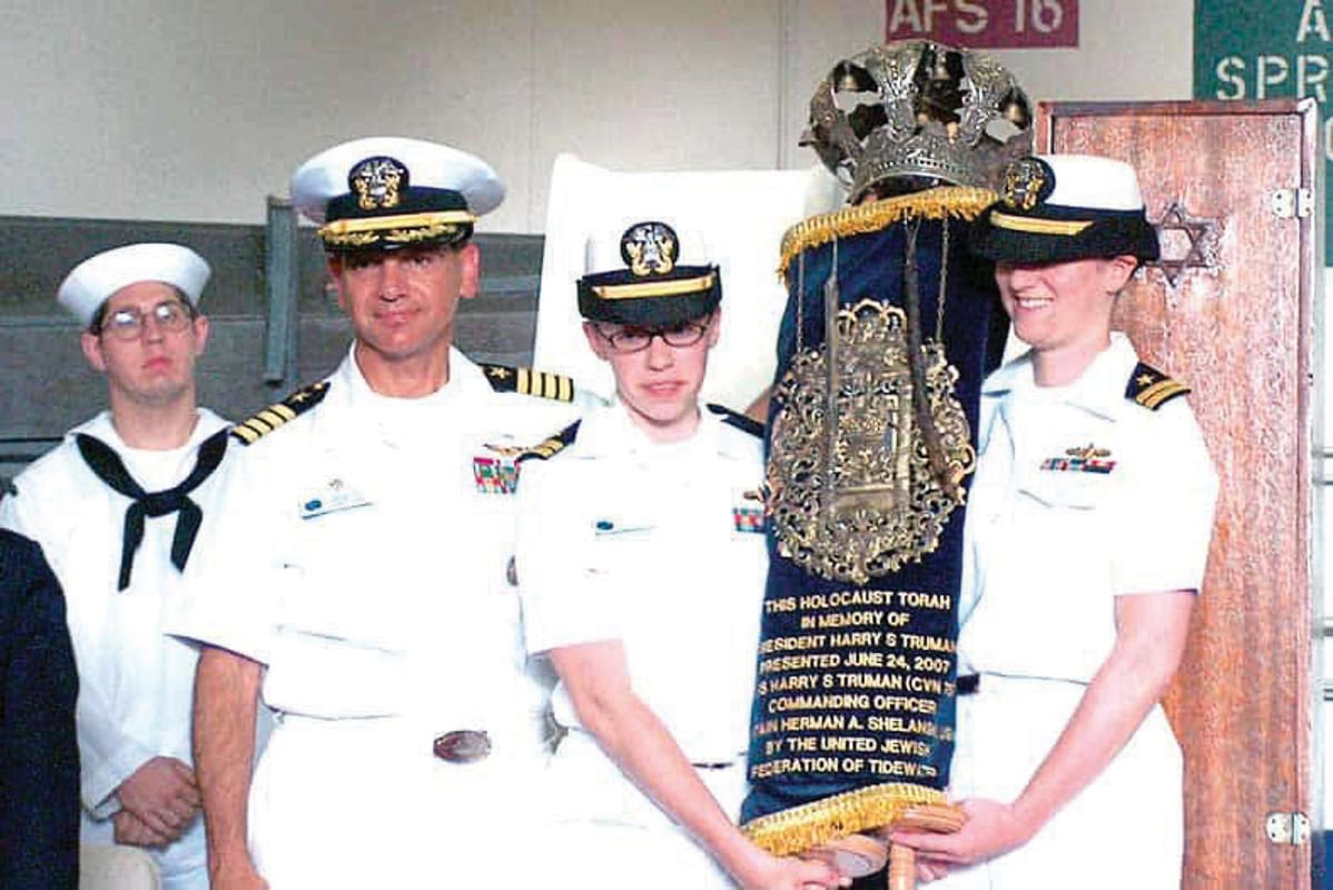 Then Captain Herman Shelanski (second from left) at the Truman Torah ceremony in 2007.